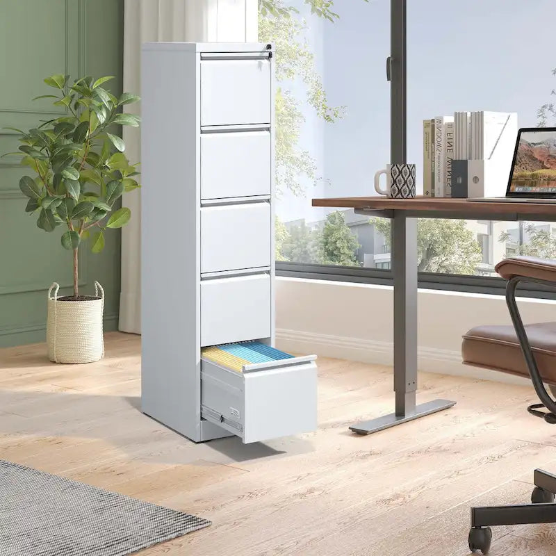 Classeur vertical métallique à 5 tiroirs avec serrure, pour bureau ou maison, en acier, format A4/Legal/Letter