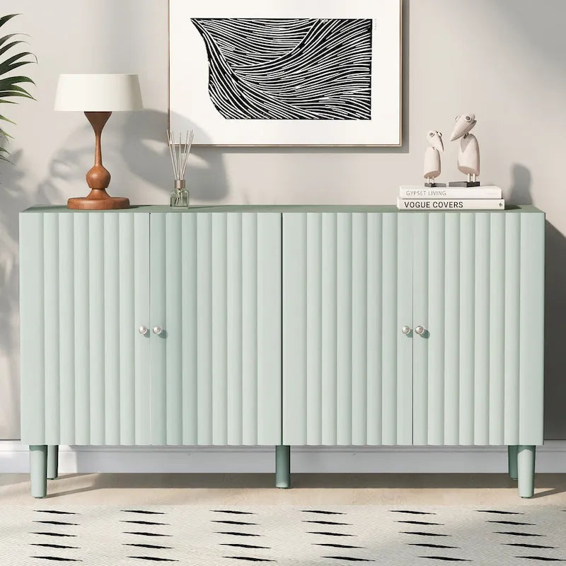 Élégant buffet quatre portes avec portes à motif ondulé
