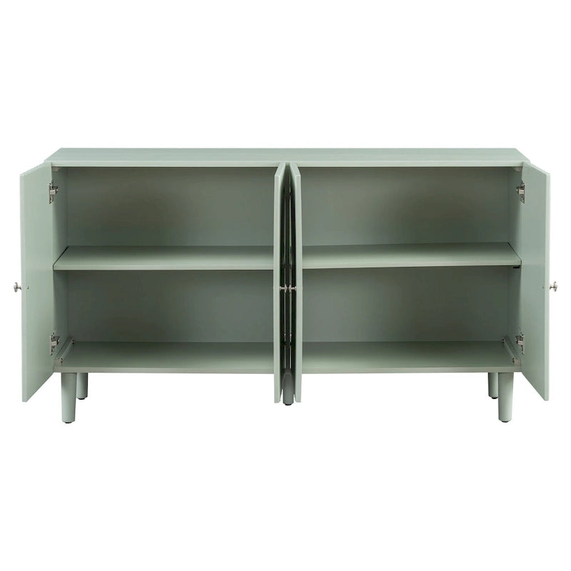 Élégant buffet quatre portes avec portes à motif ondulé