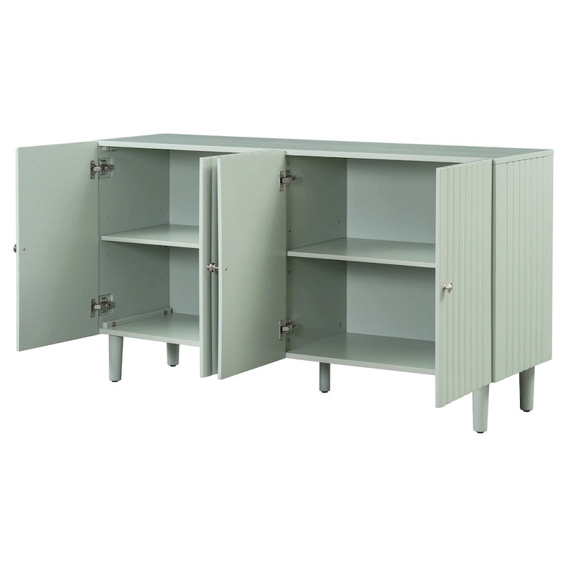 Élégant buffet quatre portes avec portes à motif ondulé