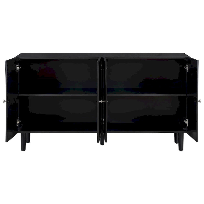 Élégant buffet quatre portes avec portes à motif ondulé