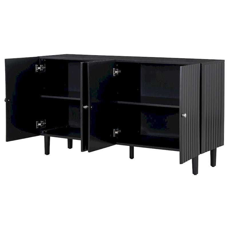 Élégant buffet quatre portes avec portes à motif ondulé