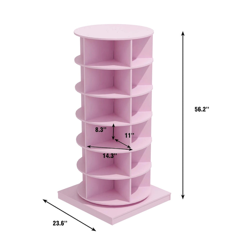 Meuble à chaussures rotatif rose 360 à 6 couches