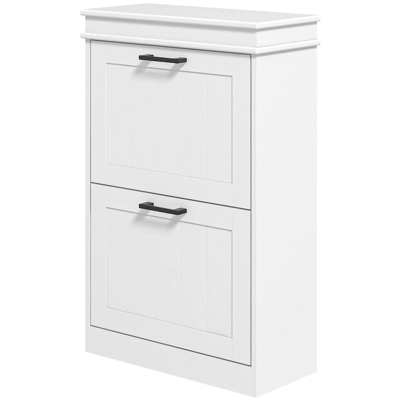Meuble à chaussures d'entrée, rangement étroit avec 2 tiroirs abattants et étagères réglables pour 10 paires de chaussures
