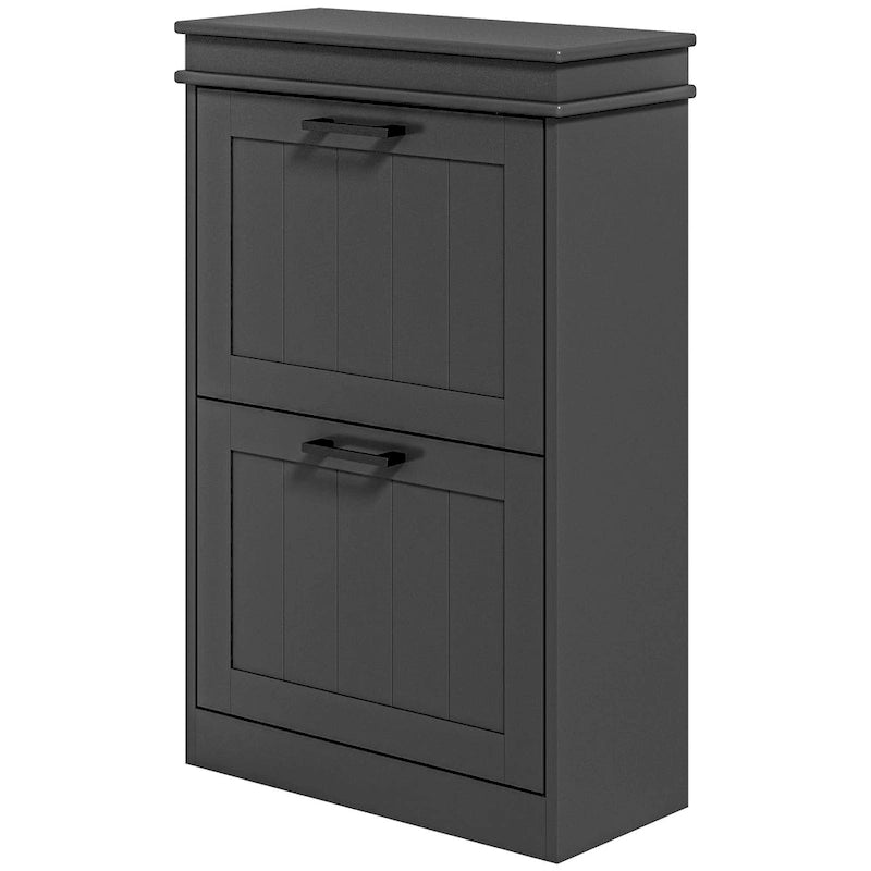 Meuble à chaussures d'entrée, rangement étroit avec 2 tiroirs abattants et étagères réglables pour 10 paires de chaussures