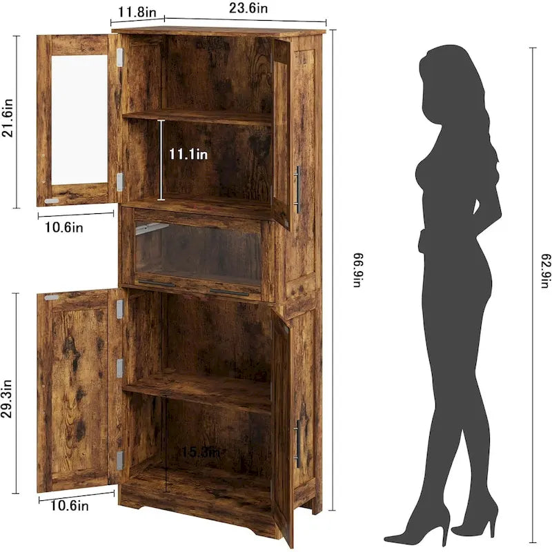 Meuble haut de salle de bain, Armoire de rangement pour le linge avec portes, étagères réglables et tiroir