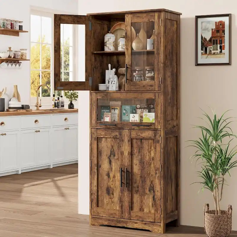 Meuble haut de salle de bain, Armoire de rangement pour le linge avec portes, étagères réglables et tiroir