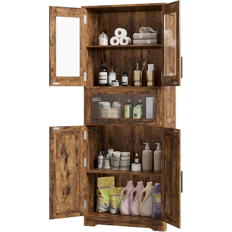 Meuble haut de salle de bain, Armoire de rangement pour le linge avec portes, étagères réglables et tiroir