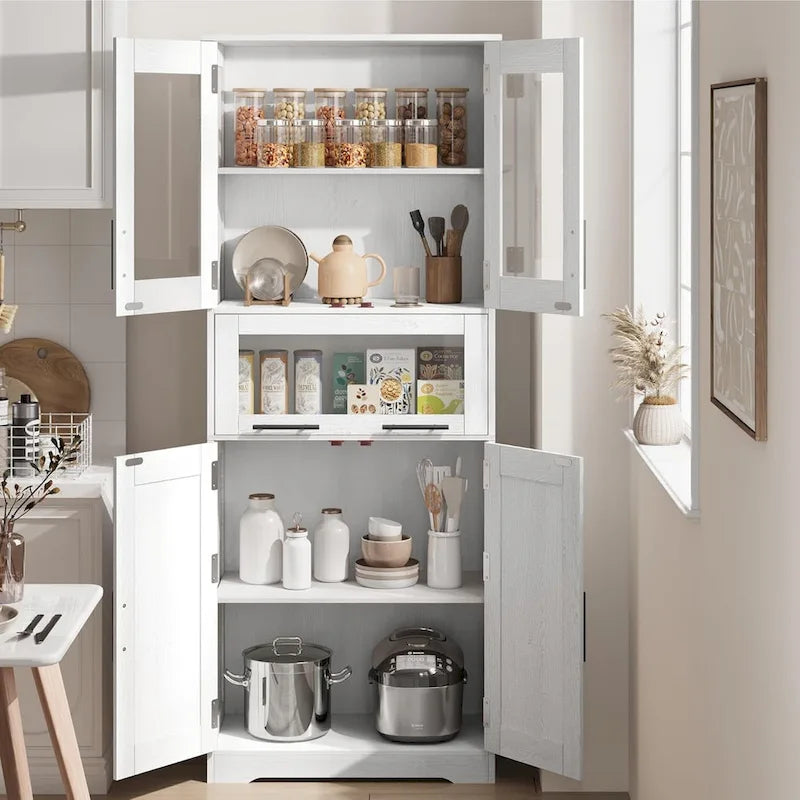 Meuble haut de salle de bain, Armoire de rangement pour le linge avec portes, étagères réglables et tiroir