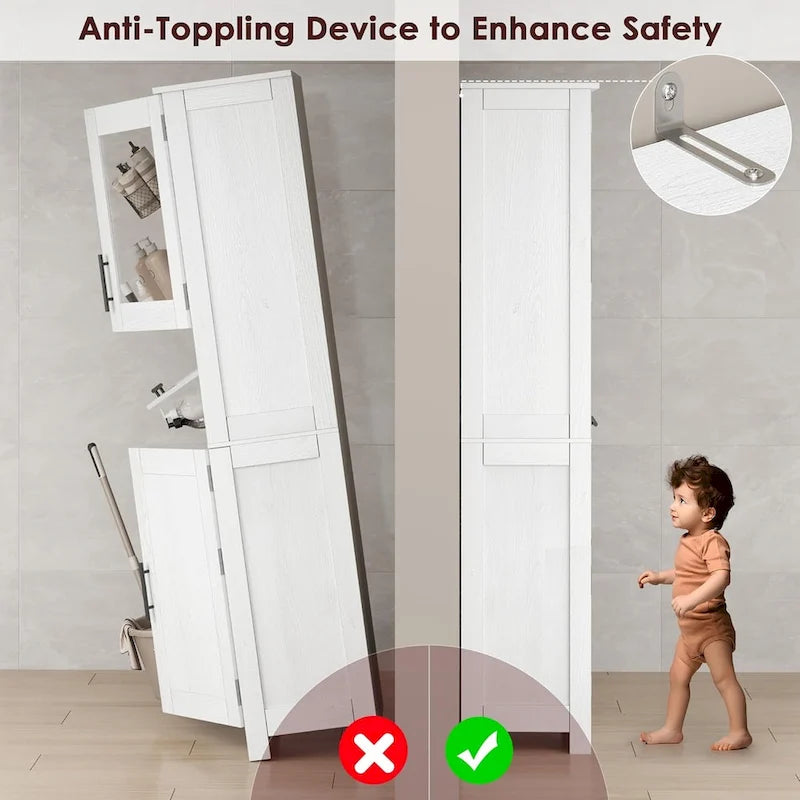 Meuble haut de salle de bain, Armoire de rangement pour le linge avec portes, étagères réglables et tiroir