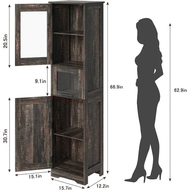Meuble haut de salle de bain, Armoire de rangement pour le linge avec portes, étagères réglables et tiroir