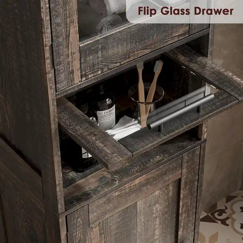 Meuble haut de salle de bain, Armoire de rangement pour le linge avec portes, étagères réglables et tiroir