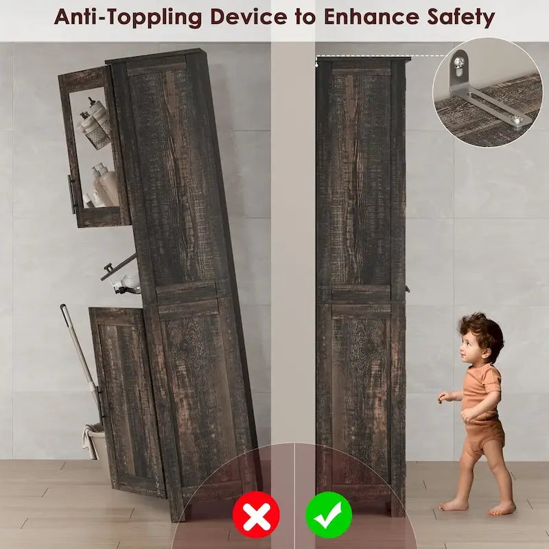 Meuble haut de salle de bain, Armoire de rangement pour le linge avec portes, étagères réglables et tiroir