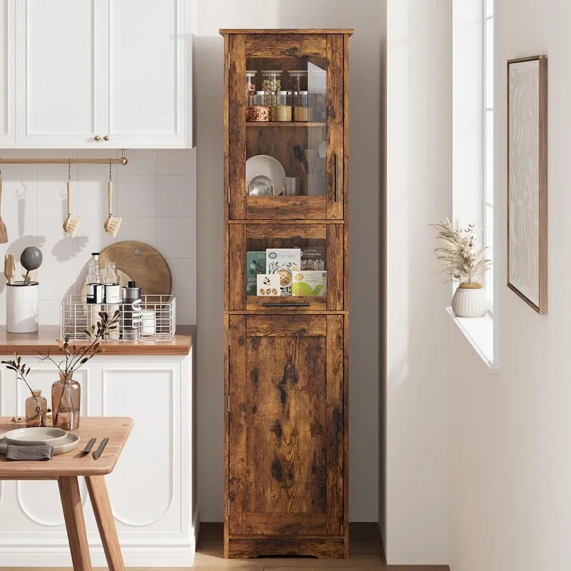 Meuble haut de salle de bain, Armoire de rangement pour le linge avec portes, étagères réglables et tiroir