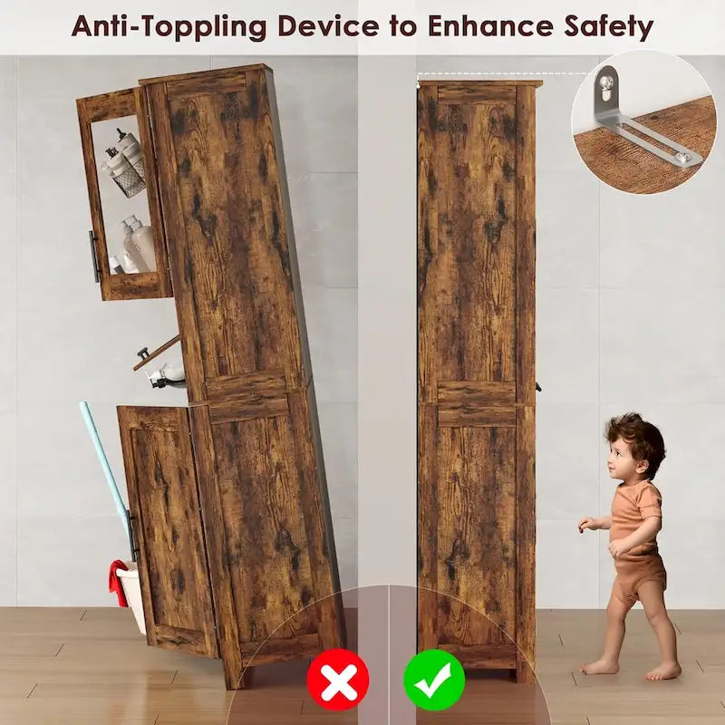 Meuble haut de salle de bain, Armoire de rangement pour le linge avec portes, étagères réglables et tiroir