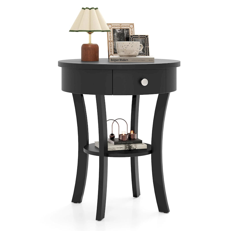 Table d'appoint de canapé à 2 niveaux, table de chevet ronde pour chambre à coucher, salon
