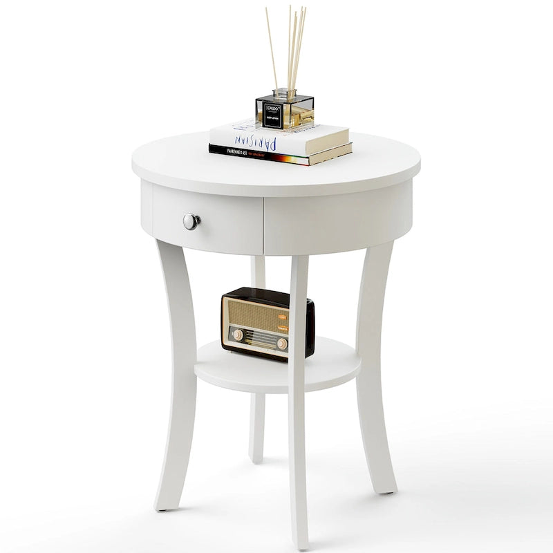 Table d'appoint de canapé à 2 niveaux, table de chevet ronde pour chambre à coucher, salon