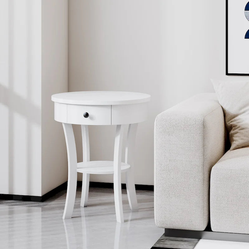 Table d'appoint de canapé à 2 niveaux, table de chevet ronde pour chambre à coucher, salon