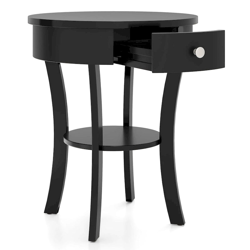 Table d'appoint de canapé à 2 niveaux, table de chevet ronde pour chambre à coucher, salon