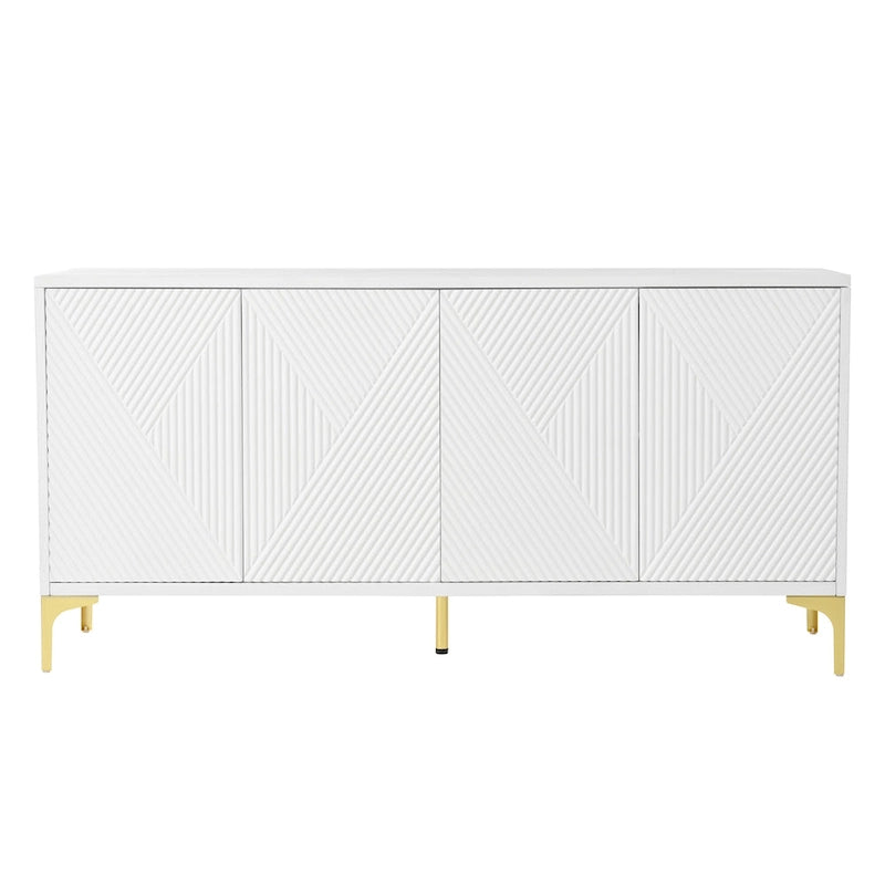 Buffet 4 portes avec panneaux de porte sculptés et étagères réglables