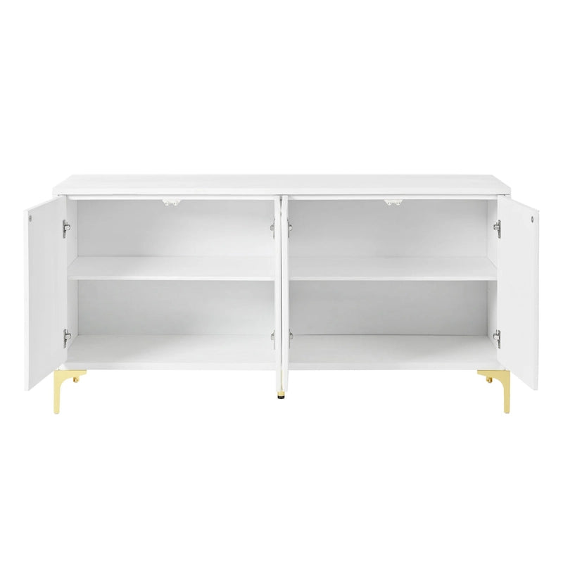 Buffet 4 portes avec panneaux de porte sculptés et étagères réglables