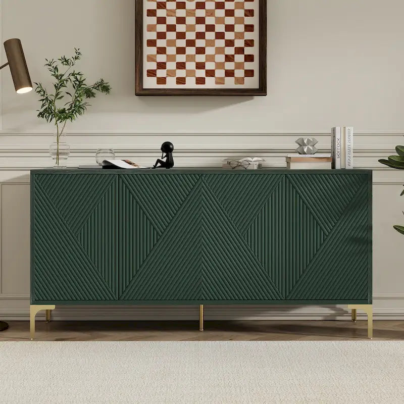 Buffet 4 portes avec panneaux de porte sculptés et étagères réglables
