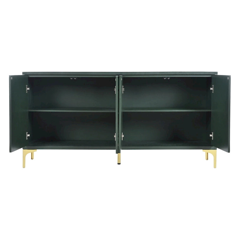 Buffet 4 portes avec panneaux de porte sculptés et étagères réglables
