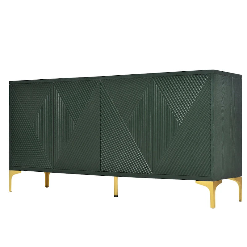 Buffet 4 portes avec panneaux de porte sculptés et étagères réglables
