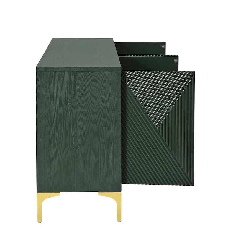 Buffet 4 portes avec panneaux de porte sculptés et étagères réglables
