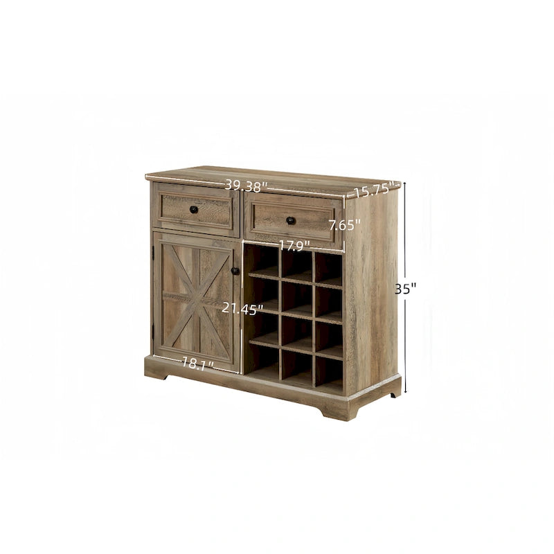 Buffet de rangement avec buffet, meuble de bar à vin avec porte-bouteilles amovibles, meuble de bar à café avec étagère réglable