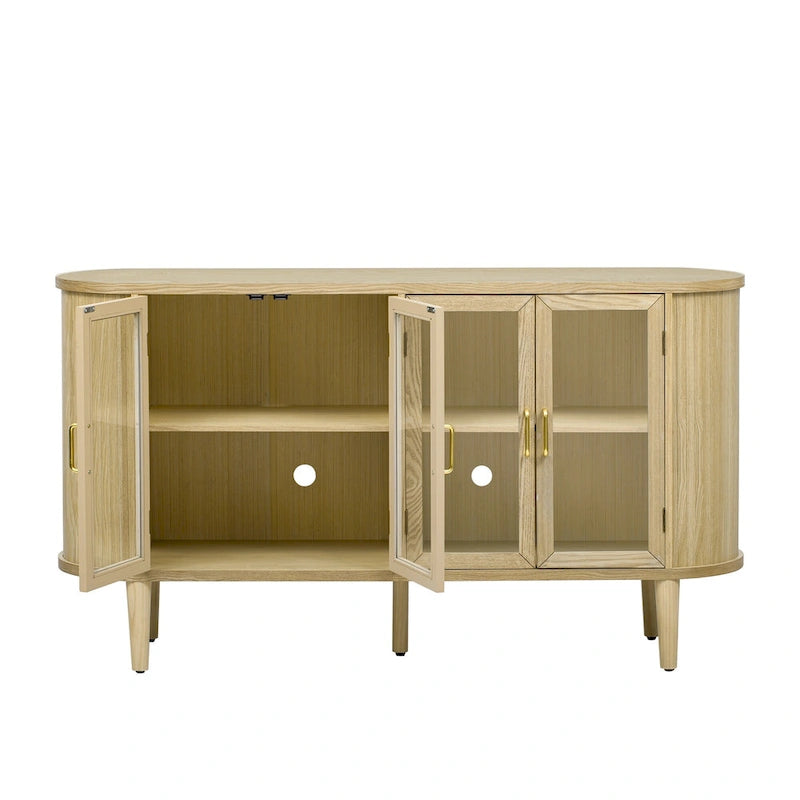 Buffet de ferme, meuble de rangement en bois, bar à café avec portes vitrées et étagères réglables