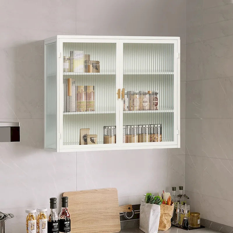 Meuble mural moderne avec portes vitrées et étagères de rangement pour entrée, salon, salle de bain