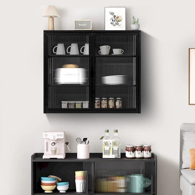 Meuble mural moderne avec portes vitrées et étagères de rangement pour entrée, salon, salle de bain