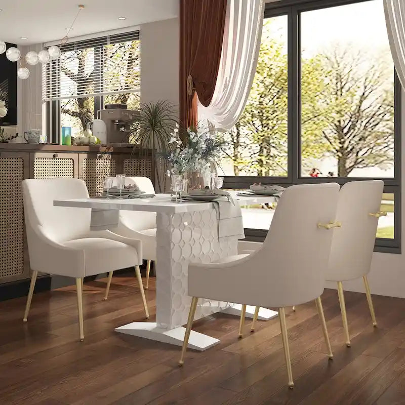 Table à manger extensible en bois laqué brillant pour 6 personnes