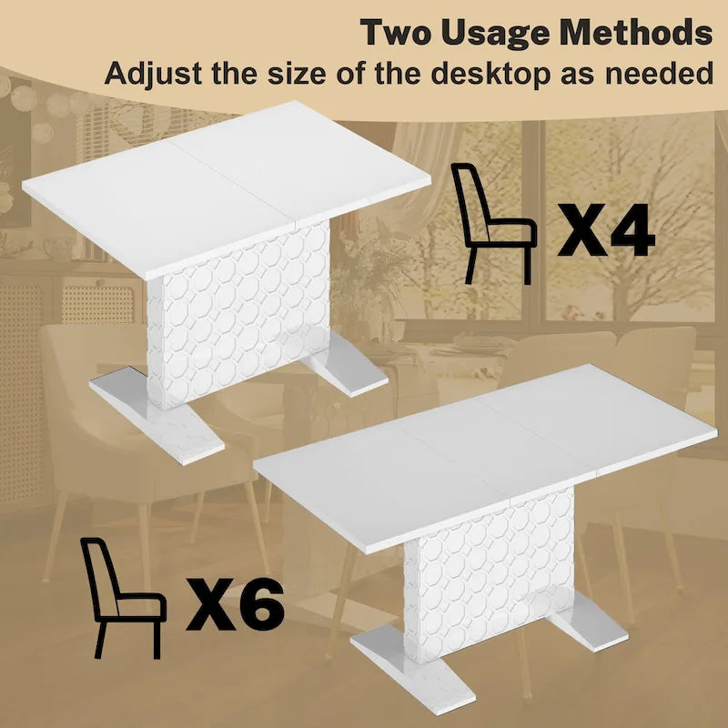 Table à manger extensible en bois laqué brillant pour 6 personnes