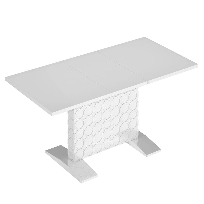 Table à manger extensible en bois laqué brillant pour 6 personnes