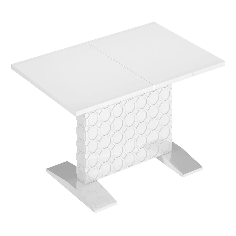 Table à manger extensible en bois laqué brillant pour 6 personnes