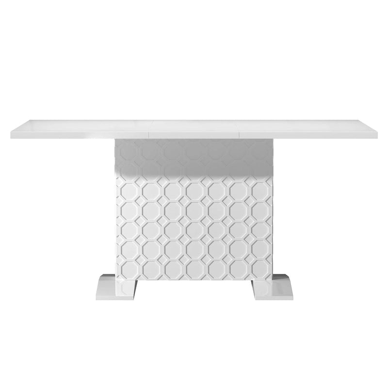Table à manger extensible en bois laqué brillant pour 6 personnes