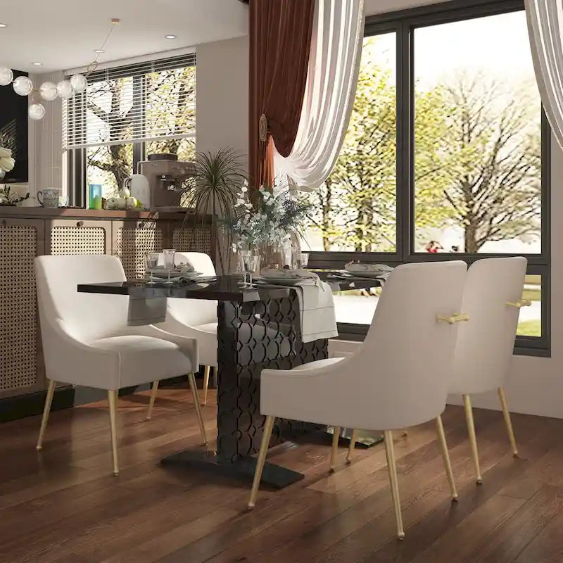 Table à manger extensible en bois laqué brillant pour 6 personnes