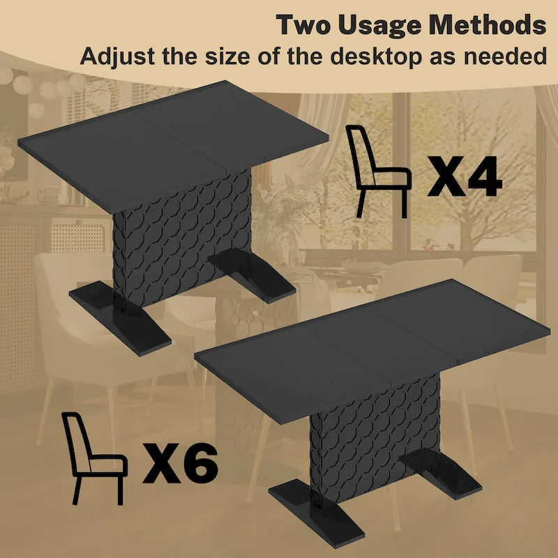 Table à manger extensible en bois laqué brillant pour 6 personnes