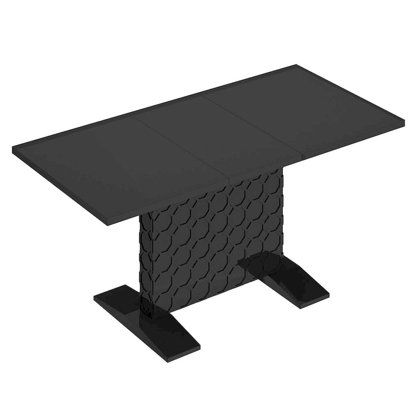 Table à manger extensible en bois laqué brillant pour 6 personnes