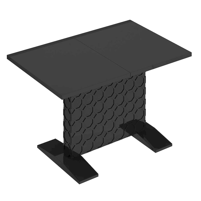 Table à manger extensible en bois laqué brillant pour 6 personnes
