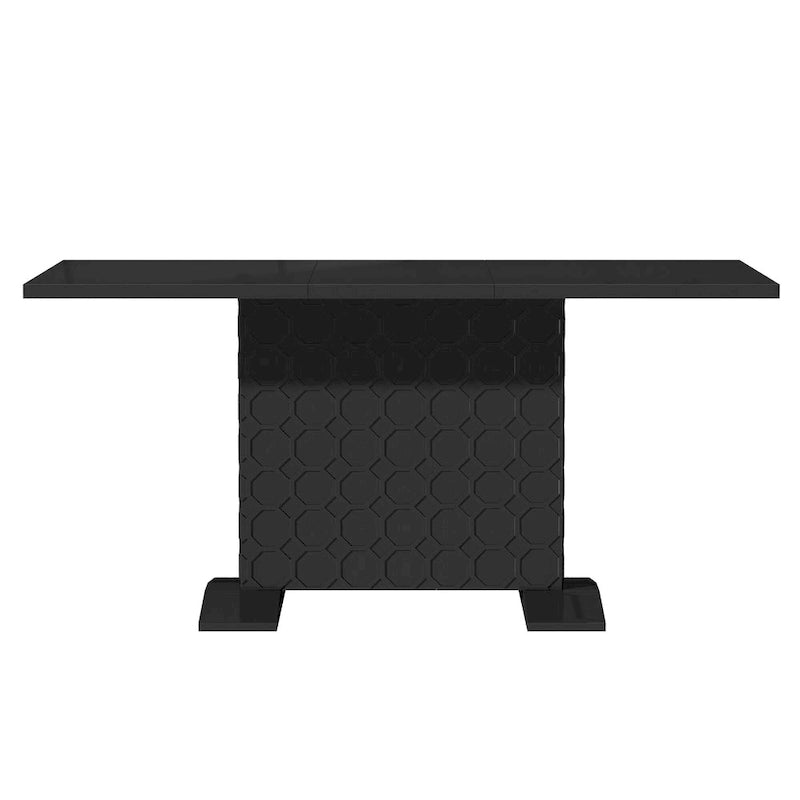 Table à manger extensible en bois laqué brillant pour 6 personnes