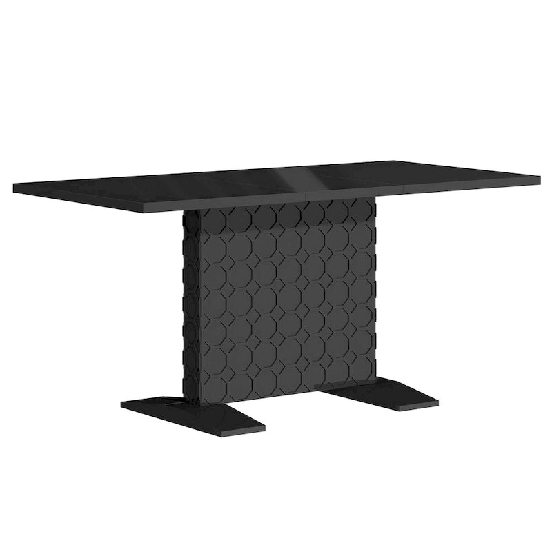 Table à manger extensible en bois laqué brillant pour 6 personnes