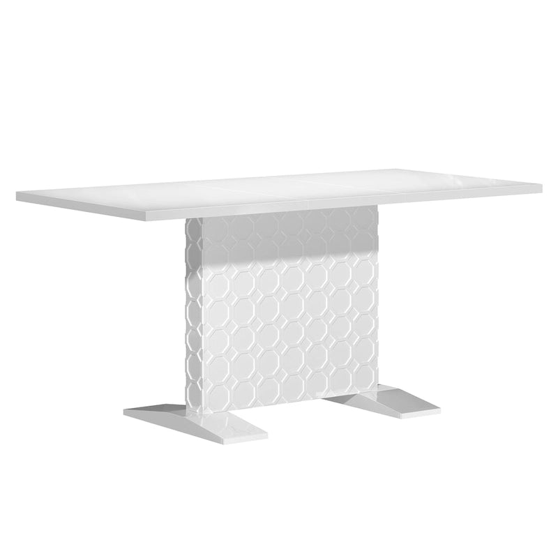 Table à manger extensible en bois laqué brillant pour 6 personnes