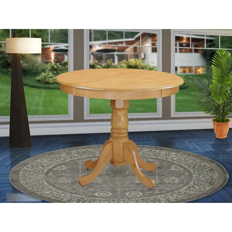 Table de salle à manger antique - un plateau de table de cuisine rond avec pied central, 36x36 pouces, (options de finition)