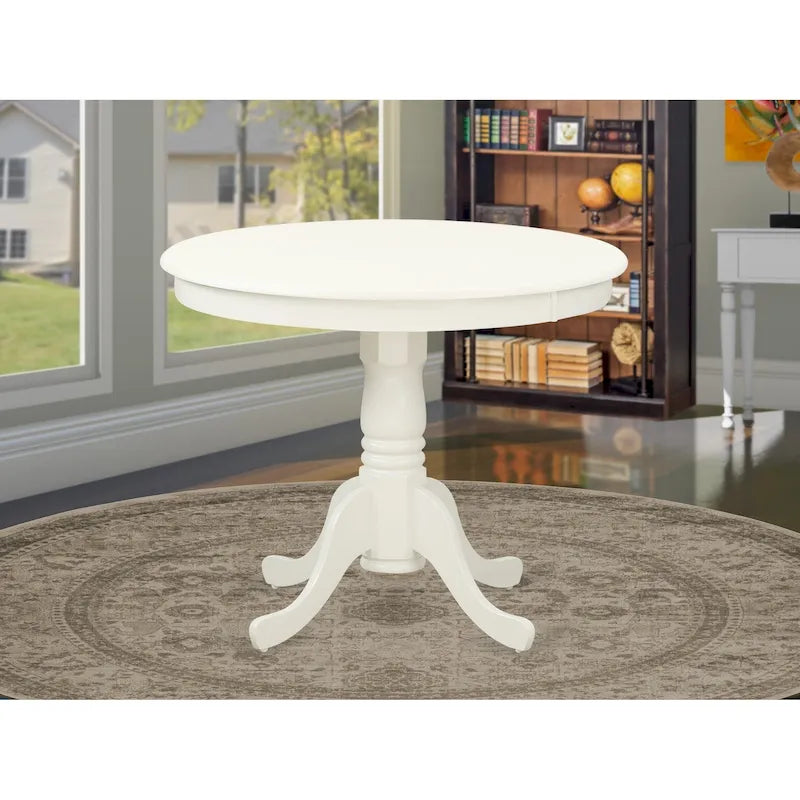 Table de salle à manger antique - un plateau de table de cuisine rond avec pied central, 36x36 pouces, (options de finition)
