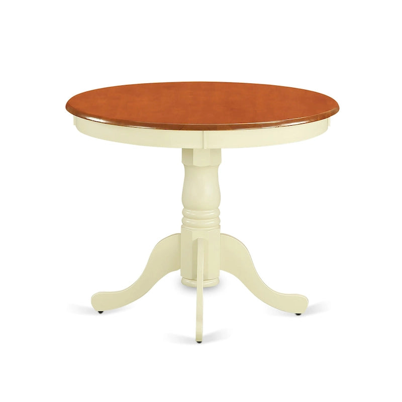 Table de salle à manger antique - un plateau de table de cuisine rond avec pied central, 36x36 pouces, (options de finition)