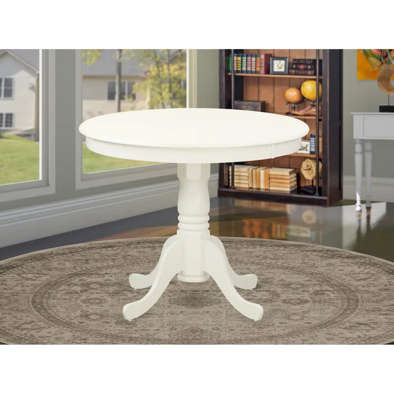 Table de salle à manger antique - un plateau de table de cuisine rond avec pied central, 36x36 pouces, (options de finition)