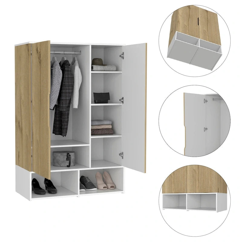 Rose Double Armoire avec tringle à vêtements